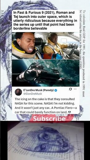 In Fast & Furious 9 (2021), Roman and Tej launch into outer space, which is utterly ridiculous