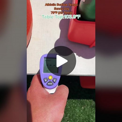 These were all taken within 1 min of each other on a sunny day air temp 79*F. FYI show this to your coach if he thinks you don’t deserve more water breaks on turf field vs grass surfacing. Temp Gun reliability /- .5*F #athletictraining #athletictrainer #attiktok #sports #athletics #turf #highschoolsports #collegesports #fyp