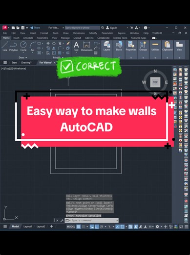 Easy way to make Walls in AutoCAD . . . . . . #autocad #design #architecture #civilengineering #2ddrawing