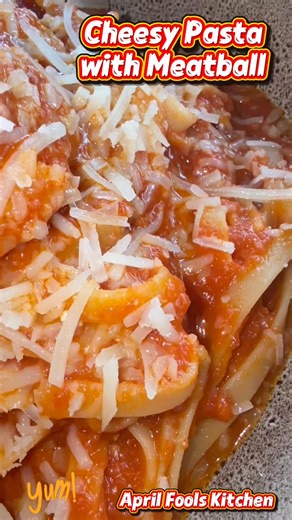 Cheesy Pasta with Meatballs Recipe… | April Fools Kitchen