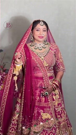 Royal Red Gujarati Bridal Look ❤️ Traditional Glam