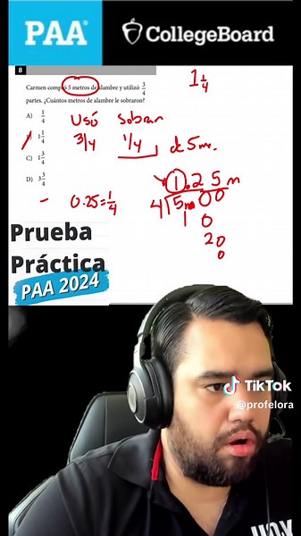 Ejercicio 8: Prueba Práctica de Matemáticas PAA