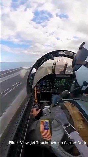 Pilot’s View Jet Touchdown on Carrier Deck