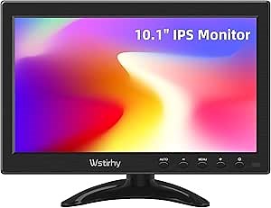 10.1 inch Small IPS HDMI Monitor, 1366x768 Resolution, Small Screen with HDMI VGA Ports, Mini Display for Computer, Kitchen Monitor, Built-in Speaker