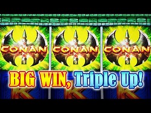 Conan the Barbarian slot, BIG WIN! Triple Up! Hammer Time action and Free Spins Bonus at Yaamava!