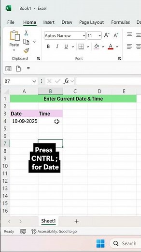 Keyboard shortcut for DATE in Excel✌🏻