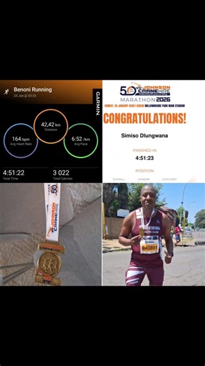 JOHNSON CRANE HIRE MARATHON* BANONI HARRIERS 42KM Congratulations PORSSCHE🎊 uthi ubeyo trainer ngayo ubengazi ukuthi kuzo qualifayeka 🤗🥰 | Ethekwini Athletic Club
