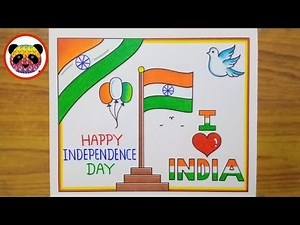 Independence Day Drawing Easy Steps / Independence Day Drawing For Beginners / I Love India Drawing