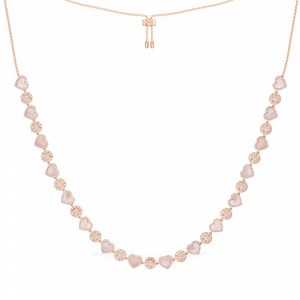 Pink Nacre Heart & Dot Adjustable Necklace