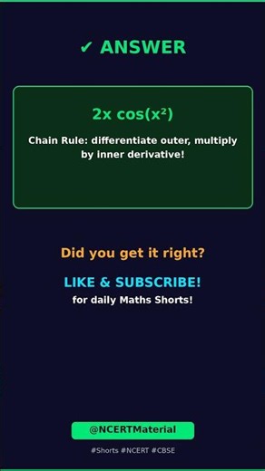 d/dx[sin(x²)] = ? Chain Rule in 18 Seconds! ⚡ #shorts #maths