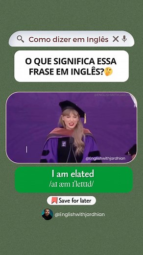 😅 Se você acha que “I’m elated” é só “estou feliz”… Então prepare-se pra se decepcionar ou se surpreender — ainda não decidi 😂 Descubra o que essa expressão realmente significa e aprenda como usá-la👇🏽 #learn #learning #English #learnenglish #aprenderingles #englishlearning #inglesonline #inglesfacil | English with Jardhian