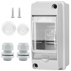 Waterproof Distribution Protection Box, ABS Plastic Breaker Electrical Box and Transparent Cover IP65, for Indoor Outdoor Wall Circuit Breaker (HT-2WAY)