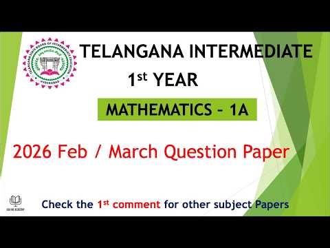 Telangana inter 1st Year Maths 1A 2026 March Question Papers IPE TG TS Inter Mathematics 1A