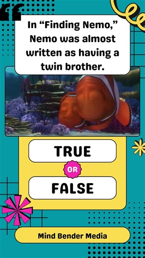 True or False: Nemo Originally Had a TWIN?! 😱🐠 #quizgame #quiz #findingnemo