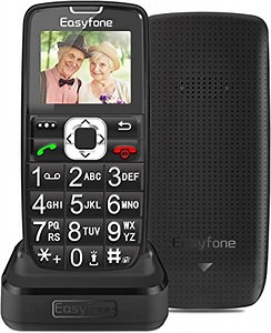 Easyfone Prime-A6 | Seniorenhandy 4G | Tastenhandy ohne Vertrag | Mobiltelefon mit Notruftaste und Ladestation | Taschenlampe | FM-Radio | Telefon mit großen Tasten | Schwarz