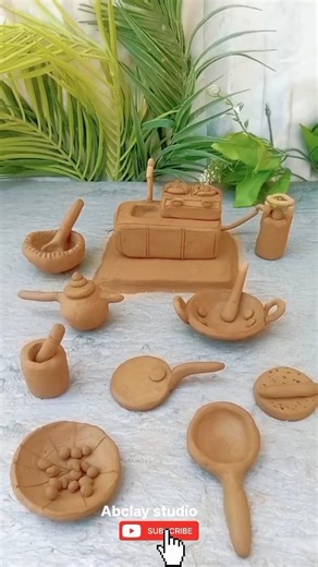 Handmade miniature clay kitchen set 🍴|diy polymer miniature kitchen set making |#kitchenset