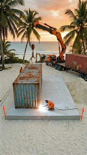 Empty Beach → Luxury Container House With Infinity Pool 🌊🌟
