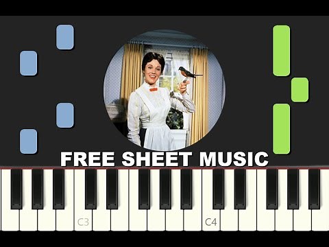 A SPOONFUL OF SUGAR from Mary Poppins, Disney, Piano Tutorial with free Sheet Music (pdf)