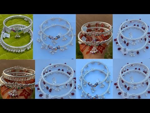 Silver kada payal anklets . Ghunghroo vale kada payal anklets . Daily use silver anklets design 2025