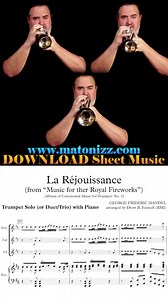 4.9K views · 148 reactions | Impossible not to ❤️ whether you play  or Tuba  DOWNLOAD SHEET MUSIC - https://www.matonizz.com/product/la-rejouissance-trumpet/  JP INSTRUMENT BUNDLES - https://www.matonizz.com/shop/?jsf=epro-products:zz&tax=product_cat:158 ‍ ONLINE LESSONS - drflessons@gmail.com #handel #trumpet #trumpets #piccolotrumpet | Matonizz | Facebook