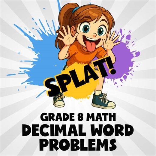 Decimal Word Problems SPLAT! Math Game - No Prep Grade 8 Review