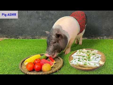 ASMR Cerdito comiendo verduras frescas 🐷| Sonidos crujientes intensos que relajan y generan tingles