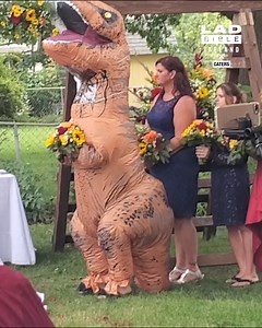 574K views · 1.1K reactions | Maid of Honour dresses as inflatable t-rex  | LADbible Ireland | Facebook