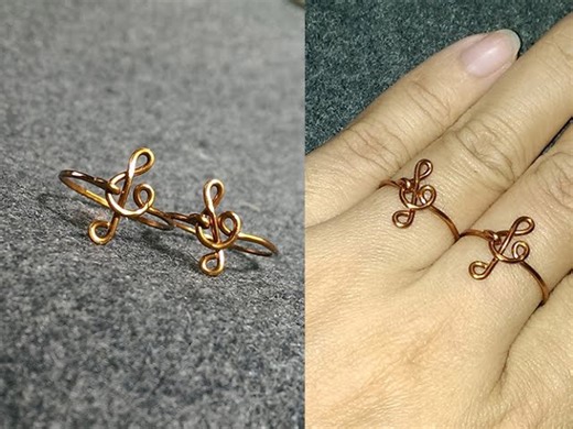Simple treble clef ring for beginners - Wire wrapping ideas 16