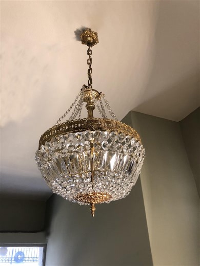 Vintage Elegant Large Sized Round Gold Hanging Chandelier With Crystals, Fully Restored, Floral Motif Details, 6 Sockets - Etsy