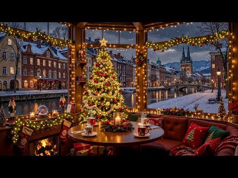 Cozy Christmas Jazz ☕ Calm Soft Jazz by the Fireplace in a Charming Village Café for Calm & Relax