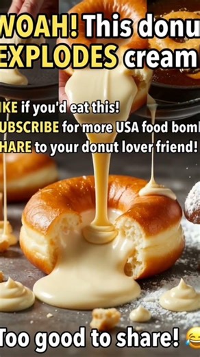 WOAH! This donut EXPLODES cream! SUBSCRIBE for more USA food bombs#usafoodie#bestdonuts#bigdonut