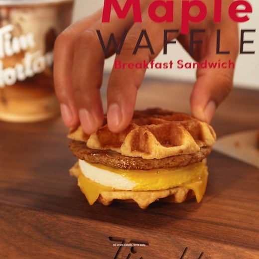 3.2K views · 53 reactions | With breakfast this sweet, who needs an alarm clock? The Maple Waffle Breakfast Sandwich is back, available with bacon or sausage! | Tim Hortons Cafe and Bake Shop | Facebook