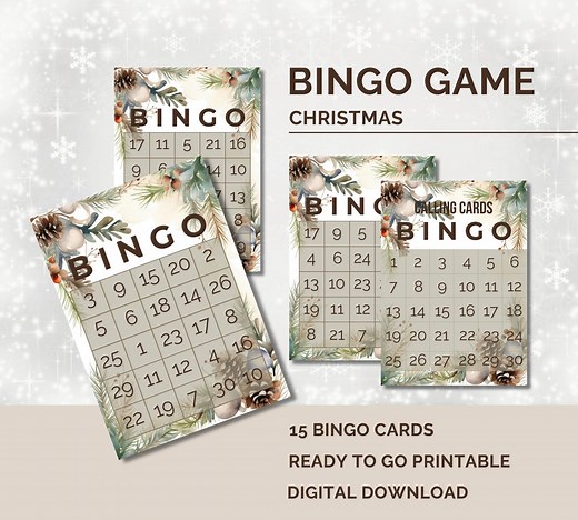 15 Christmas Bingo Cards | Printable Bingo | Christmas Game | Christmas Activities | Christmas Printable | Printable Bingo Cards | Bingo Card - Etsy