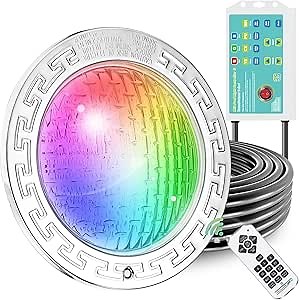 10" Smart LED Pool Light, 12V DC Pool Spa Lights for Inground Pools, 16 Million Colors with Controller | APP | Remote, Music Dynamic & Timed Light Switching, Fits Pentair, Hayward, Jady Niches - 50 Ft