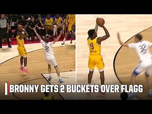 Bronny James knocks down mid-range & 3-pointer over Cooper Flagg in Summer League 👀 | NBA on ESPN