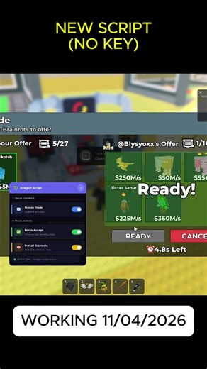 NEW TRADING SCRIPT IN STEAL A BRAINROT (NO KEY) #shorts #roblox #script
