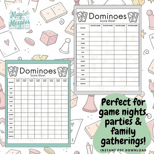 Printable Dominoes Score Sheet: Game Night Tracker (PDF) - Etsy