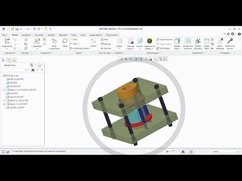 Fixture Assembly Tutorial || Creo 3.0 || Create Parts & Assembly With Easy Steps||