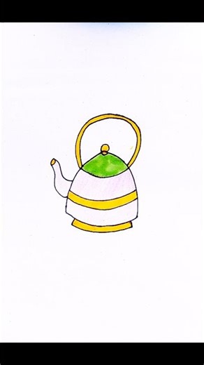 Easy teapot 🫖 drawing with color #shorts #short #ytshorts #shortsfeed #shortsviral #art