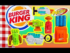 Burger King 2018 Nerf Guns COMPLETE SET OF 6 FAST FOOD TOYS VIDEO REVIEW FOR KIDS