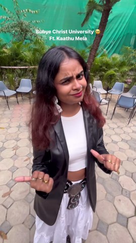 Avanthika Babu on Instagram: "They have no idea what the song means 😭 @paaldabba.iam Ib: @thatpotatoface5 #kaathumela #paaldabba #avanthikababu"