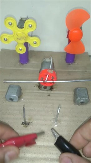 Yellow Spinner With Orange Fan Switch Machine #dcmotor #project