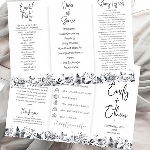 Minimalist Trifold Wedding Program Template | INSTANT DOWNLOAD | Folded Programs | Wedding Ceremony Program - Etsy