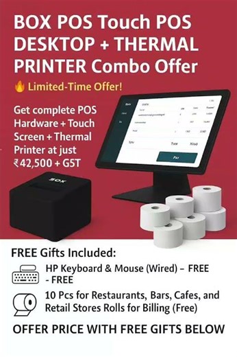 🔥 BOX POS Touch Screen Desktop + Thermal Printer Combo – Now at Just ₹42,500+GST