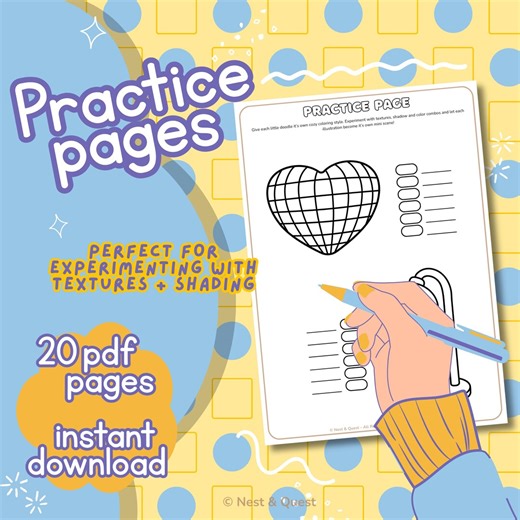20 Cozy Practice Pages for Coloring | Shading and Texture Worksheets | Instant PDF Download - Etsy
