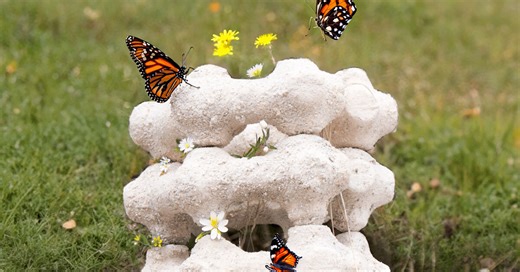 biodegradable modular nest made of eggshells attracts butterflies to city centers