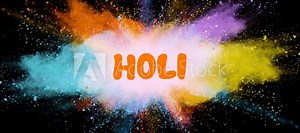 Holi wish color powder explosion slow motion shot isolated on black background Stock Video