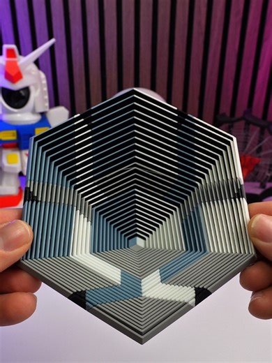 3D Printed Hegaxon Twist Illusion 🗃️Model: makerworld 🖨️Printed On Bambulab H2D 🧵Filament: @esun3dprinting 🧑‍🎨 Designer: MeasureOnce 👉STL in BIO👈 #3dprinting #fidget #hexagon