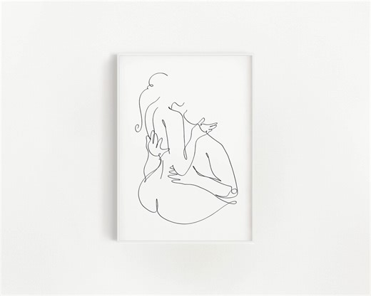 Minimal Line Art Couple Print, Sensual Kiss, Abstract Nude (digital Download) - Etsy UK