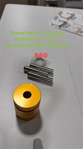 Chancy’s on Instagram: "Brand New! Coin Ring Making Kit – Self-Centering Punch & Die Set ⭐️ Looking to create your own custom coin rings? This Self-Centering Coin Ring Punch & Die Kit is the perfect tool for DIY jewelry makers, metalworkers, and creative hobbyists! 🔥 Features: ✨ Self-centering design – Perfectly aligned punches every time ✨ Solid CNC-machined metal – Durable, heavy-duty, and built to last ✨ Multiple guides & spacers included – Works with various coin sizes ✨ Smooth operation –